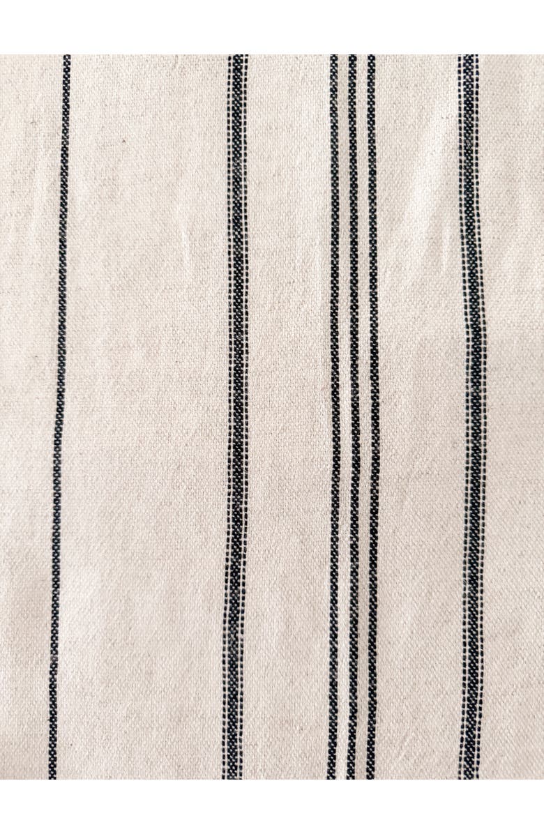 Anaya Natural Linen Black Stripe Bath Towel with Knotted Fringe, Alternate, color, Black