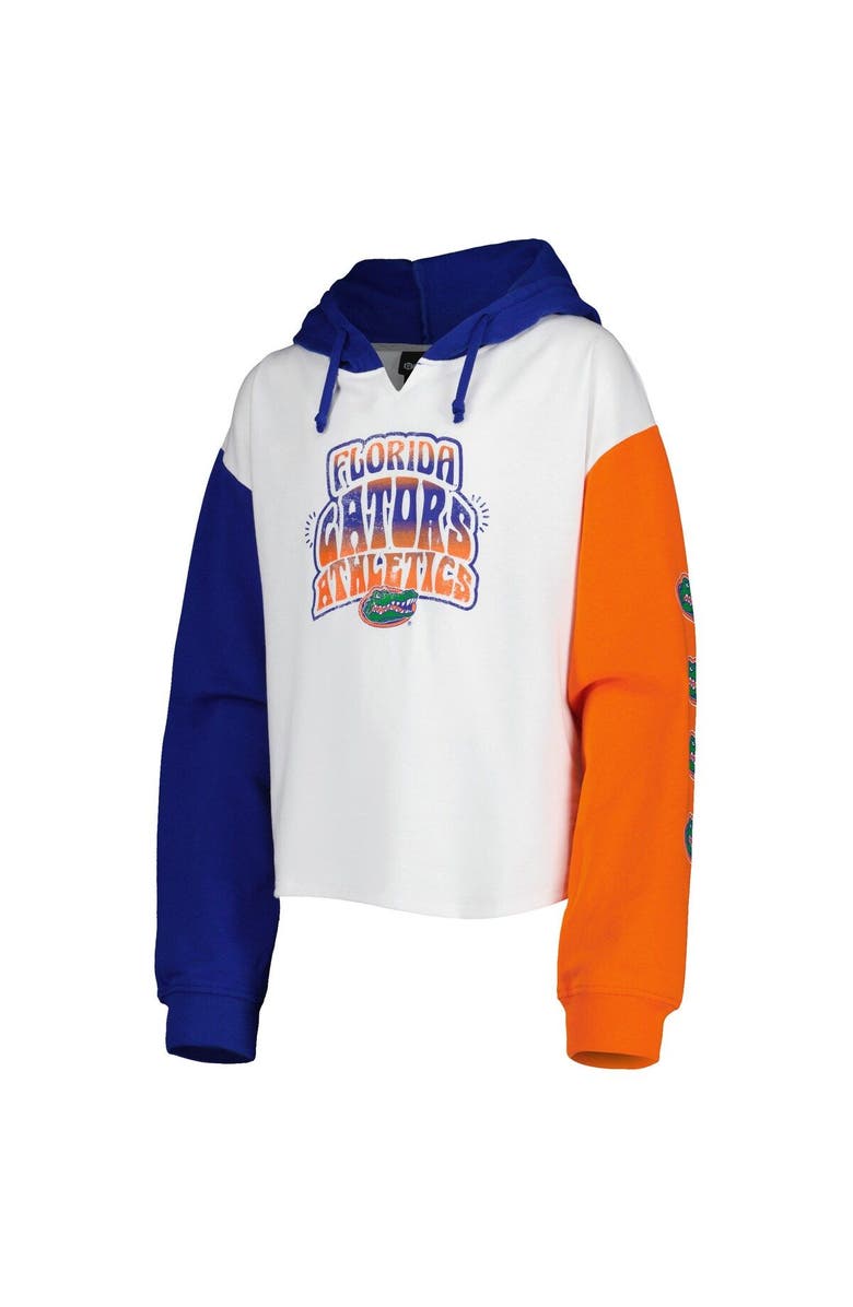 Outerstuff Girls Youth White/Royal Florida Gators Color Run Fleece Pullover Hoodie, Alternate, color, 