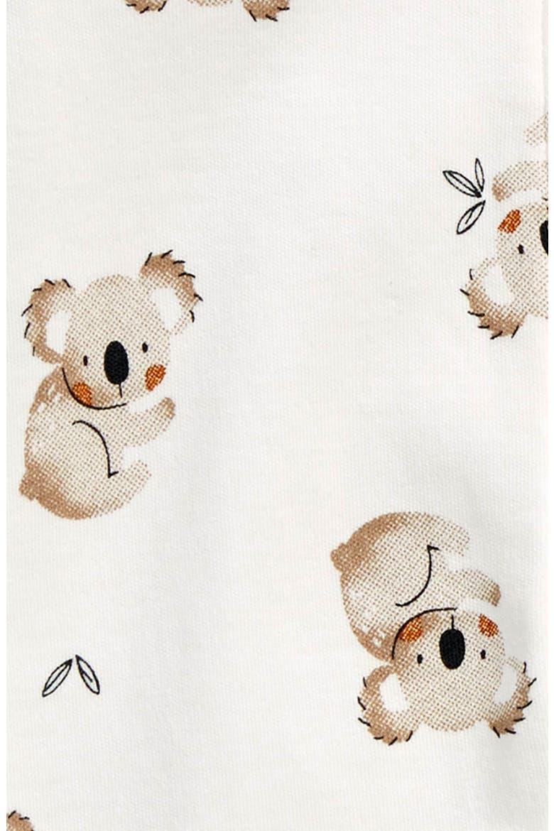 Koala Print Fitted One-Piece Cotton Pajamas, Alternate, color, 101 OFF WHITE