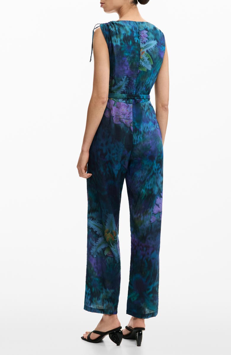 Desigual Abstract Floral Jumpsuit, Alternate, color, Dark Blue