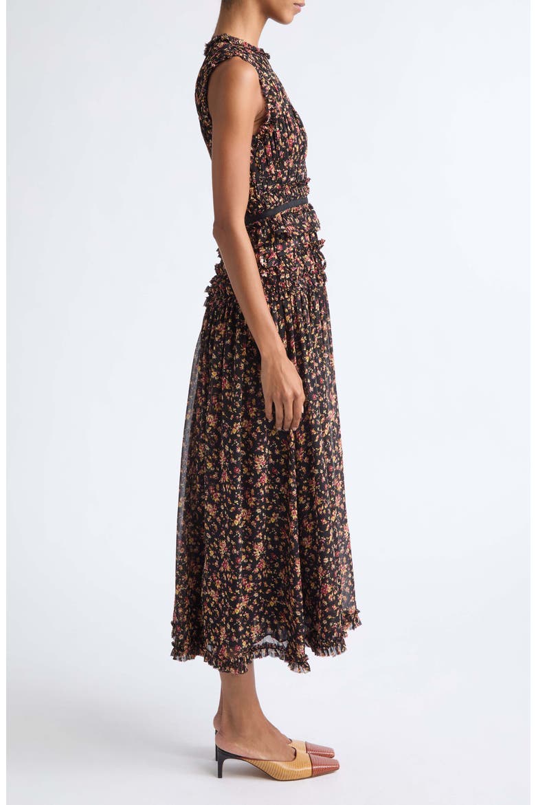 Etta Silk Dress, Alternate, color, NOIR MILLE FLEUR