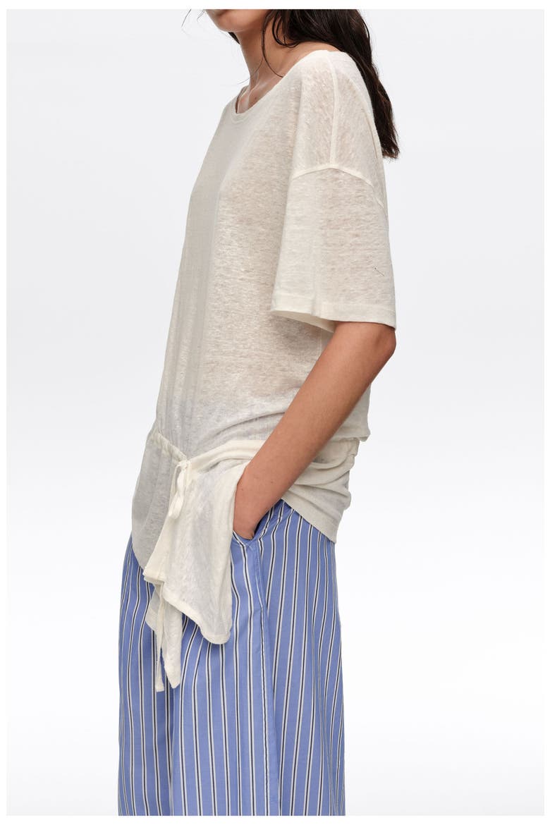 Linen T-Shirt With Adjustable Waist, Alternate, color, IVORY