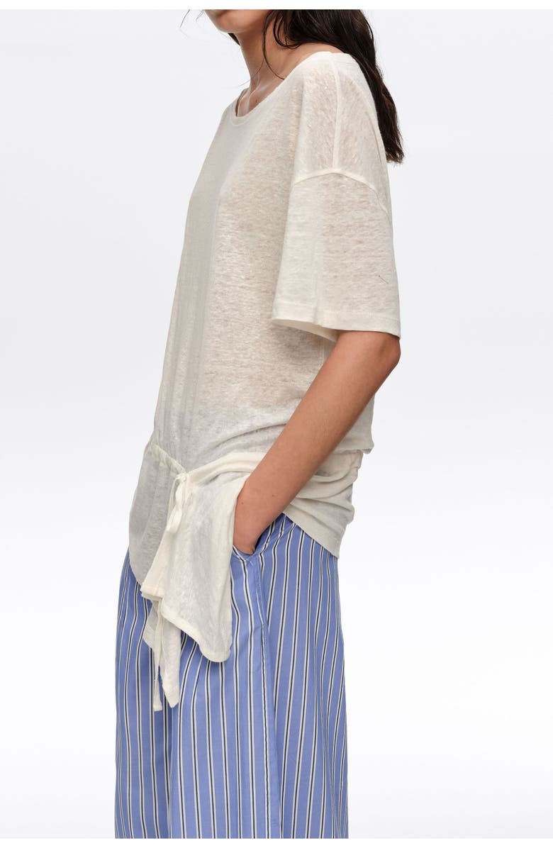 Bimba y Lola Linen T-Shirt With Adjustable Waist, Alternate, color, Ivory