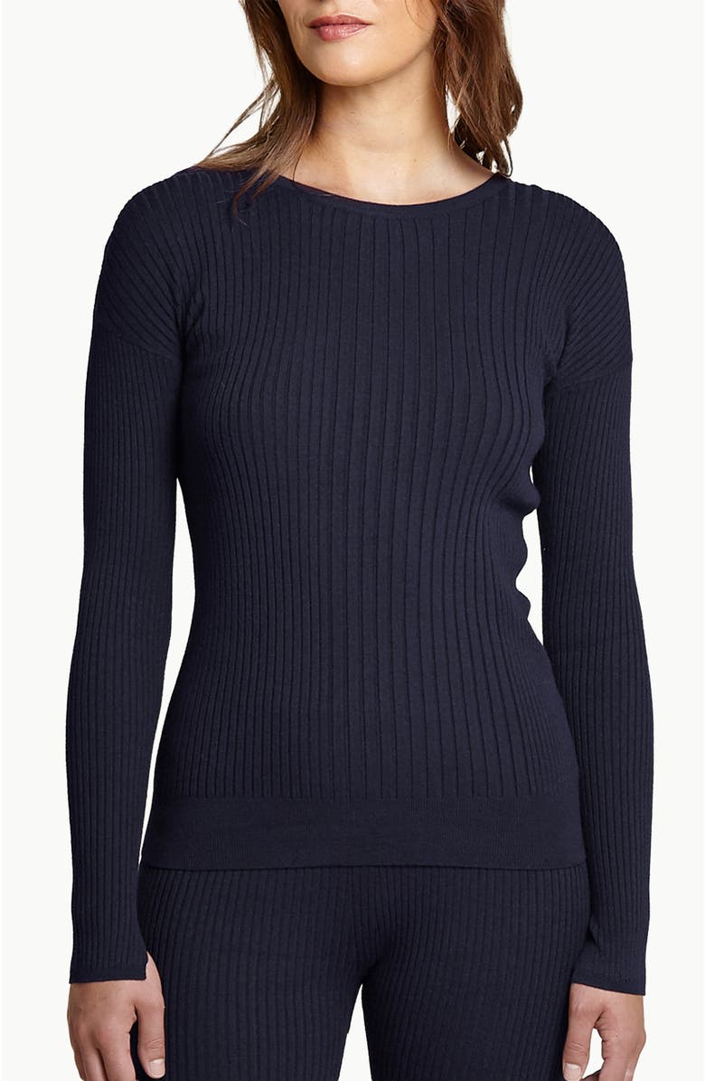 oyun Elevated Rib Crew, Alternate, color, Midnight