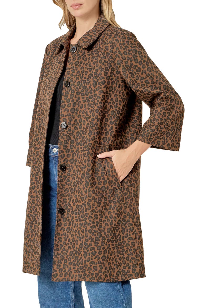 Animal Print Trench Coat, Alternate, color, BROWN MULTI