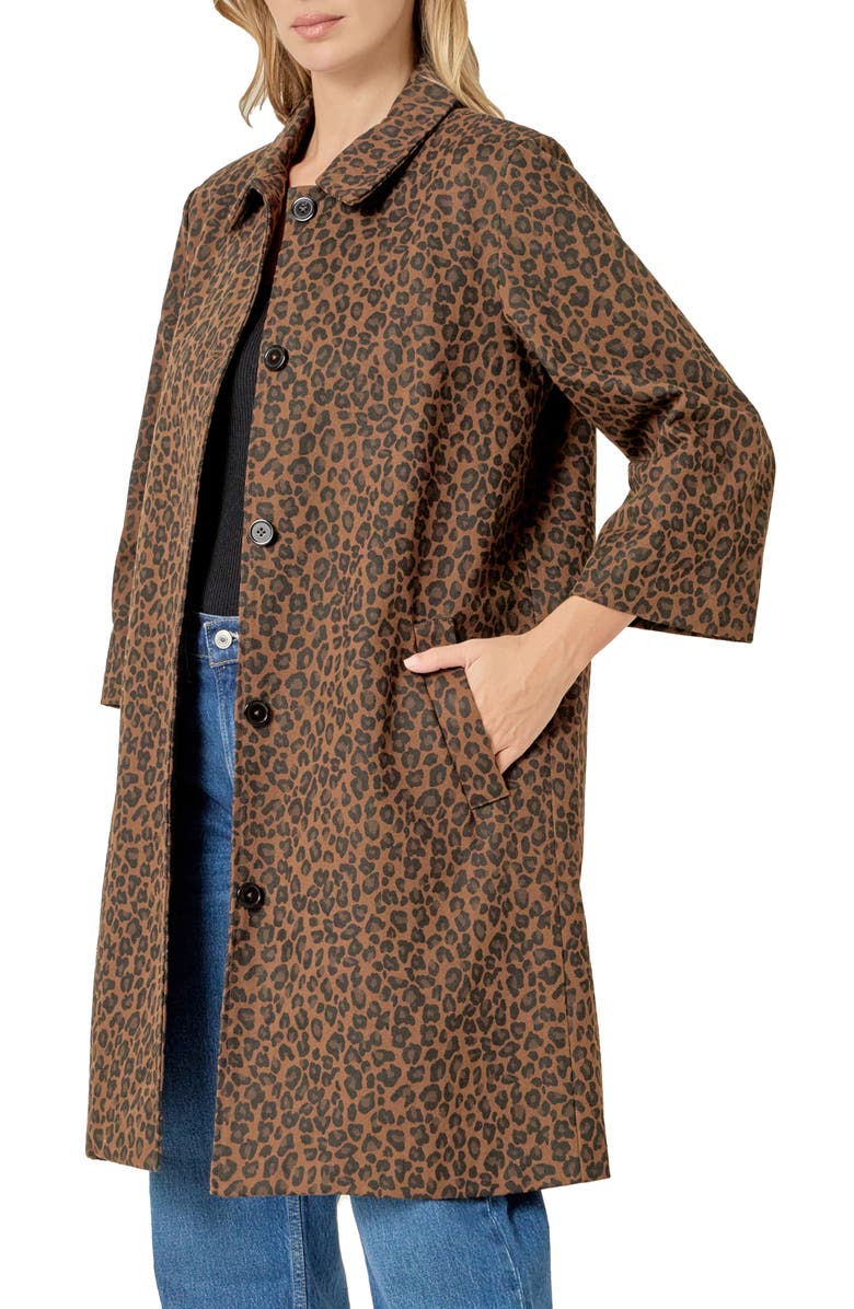English Factory Animal Print Trench Coat, Alternate, color, Brown Multi