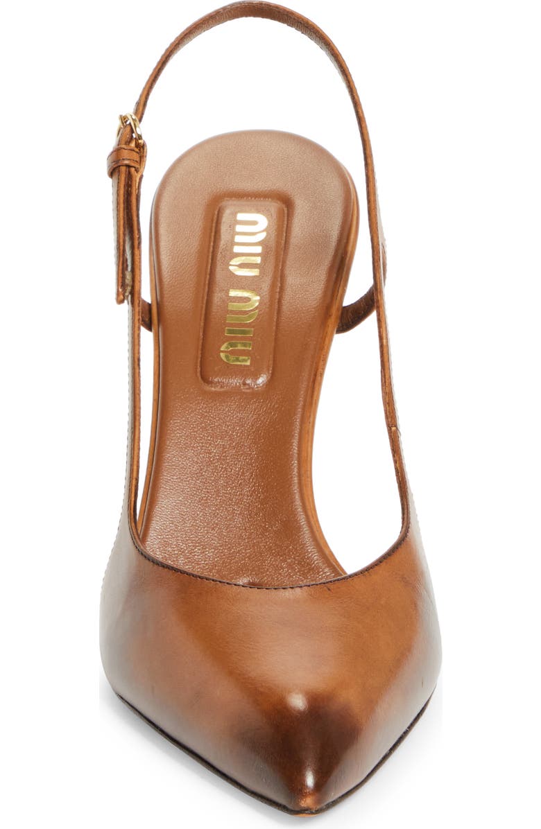 Miu Miu Waxed Calfskin Slingback Pump, Alternate, color, Cognac