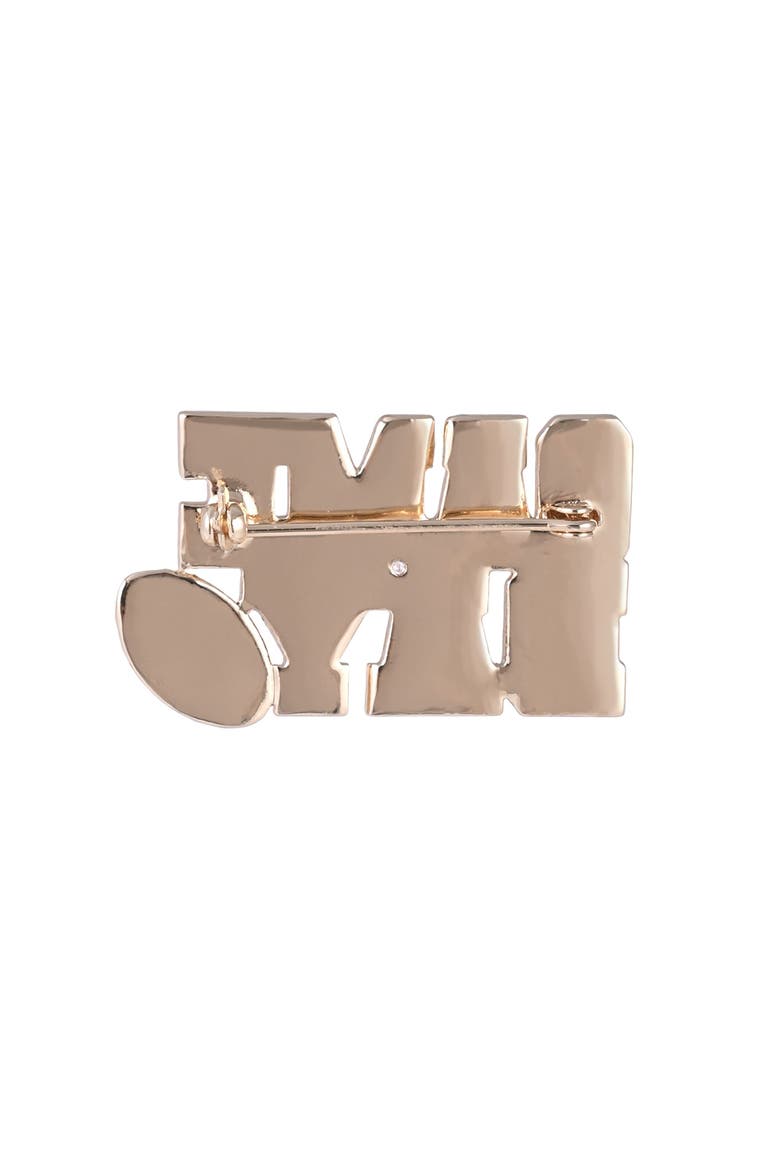 Game Day Glitter and Stone Pin, Alternate, color, Brown