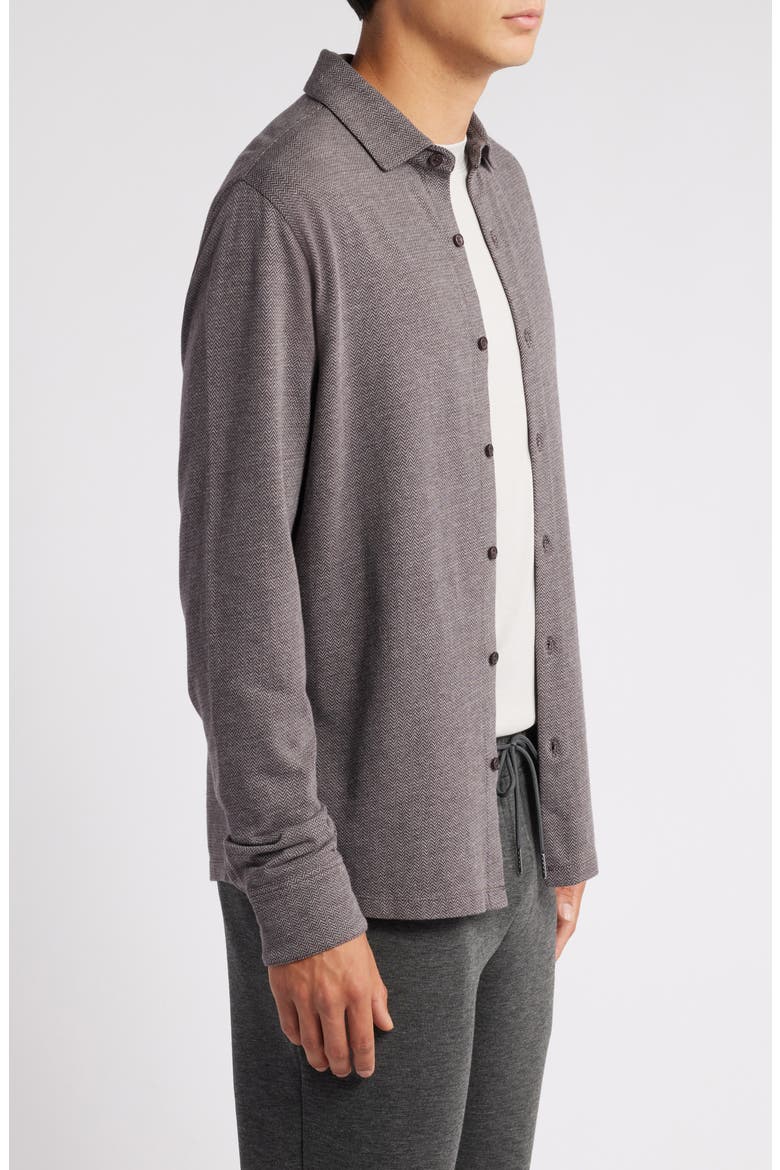 Shearwood Herringbone Knit Button-Up Shirt, Alternate, color, PORT