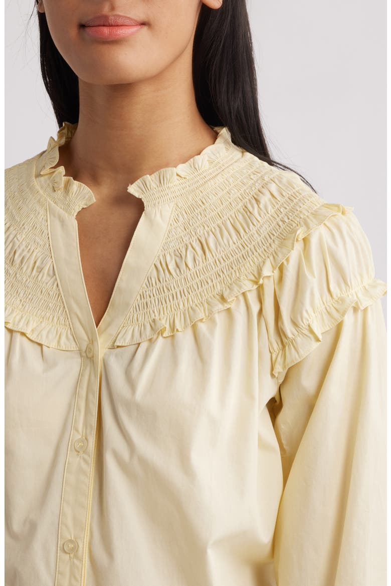 Smoked Yoke Ruffle Shirt, Alternate, color, BUTTERCREAM