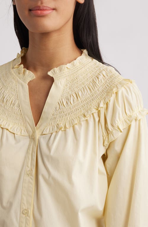Wit & Wisdom Smoked Yoke Ruffle Shirt In Buttercream