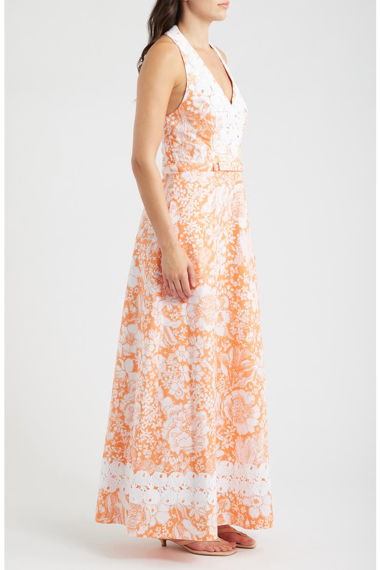 Belinda Maxi Dress, Alternate, color, SUNSET ORANGE BUDDING ROMANCE