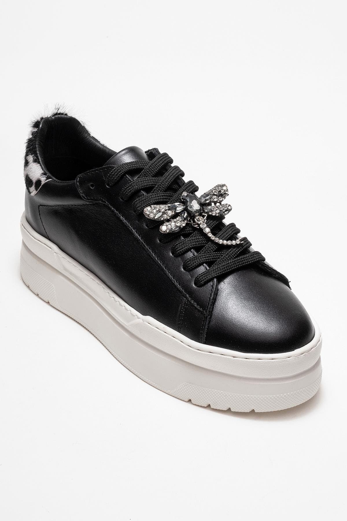 Laren Leather Buckle Sneakers, Main, color, Black Leather