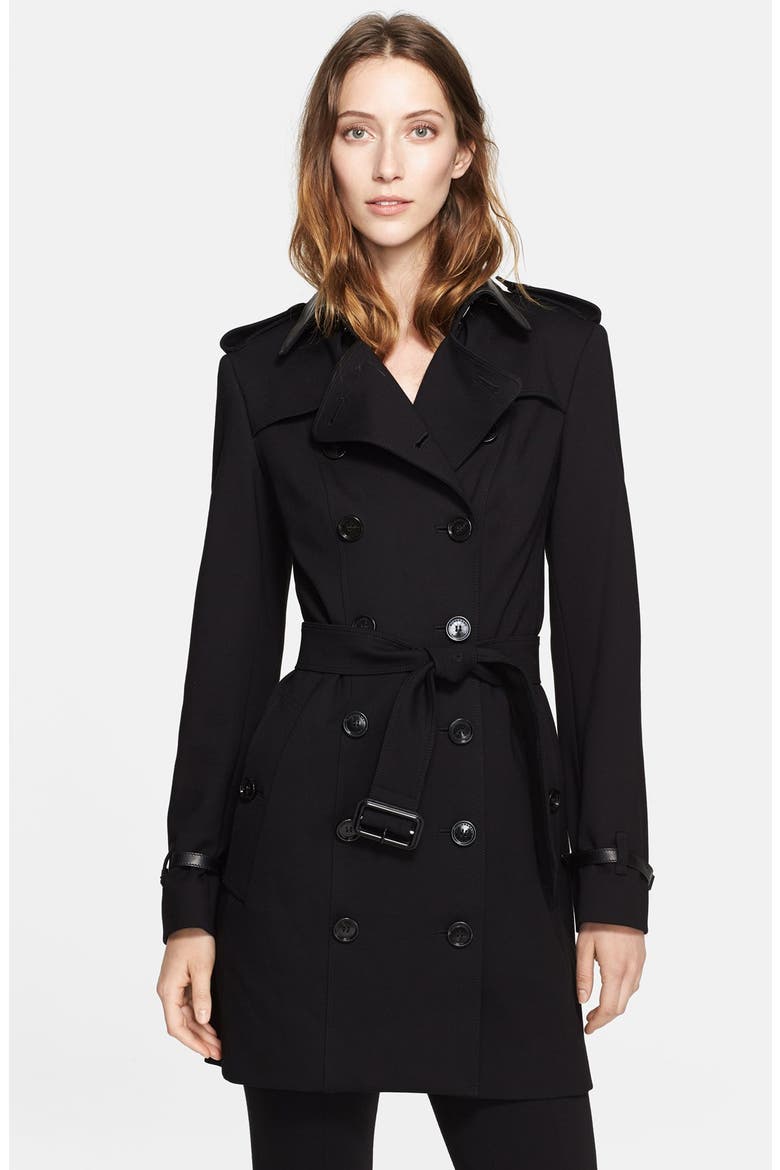 Double Breasted Trench Coat, Main, color, BLACK