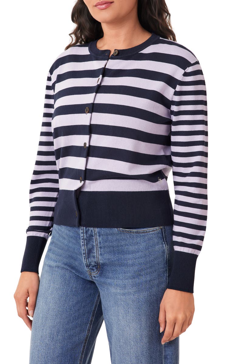 Scotch & Soda Stripe Cardigan, Alternate, color, Sky Captain/ Lavender Stripe