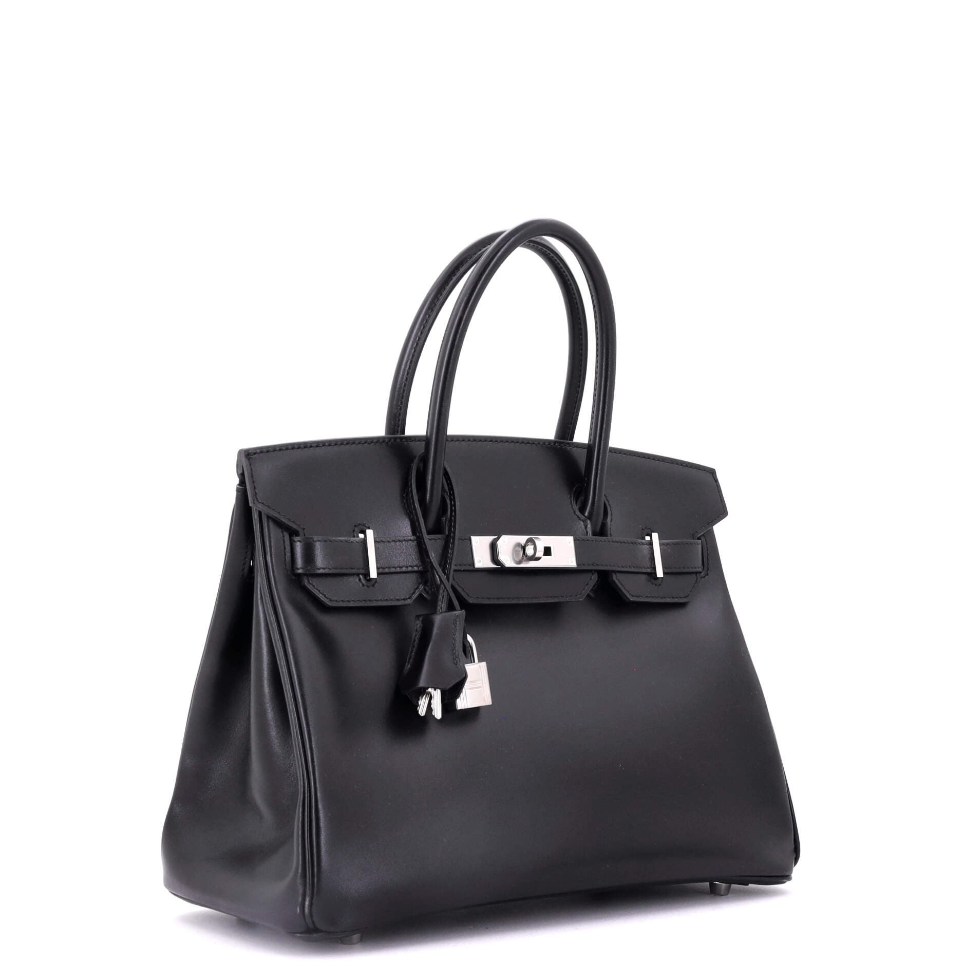 Pre-Owned Hermes Birkin Handbag Black Box Calf with Palladium Hardware 30, Alternate, color, 