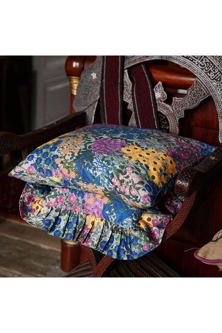 Ruffled Pillow Cover Pré Fleuri - Cover Only, Alternate, color, Blue