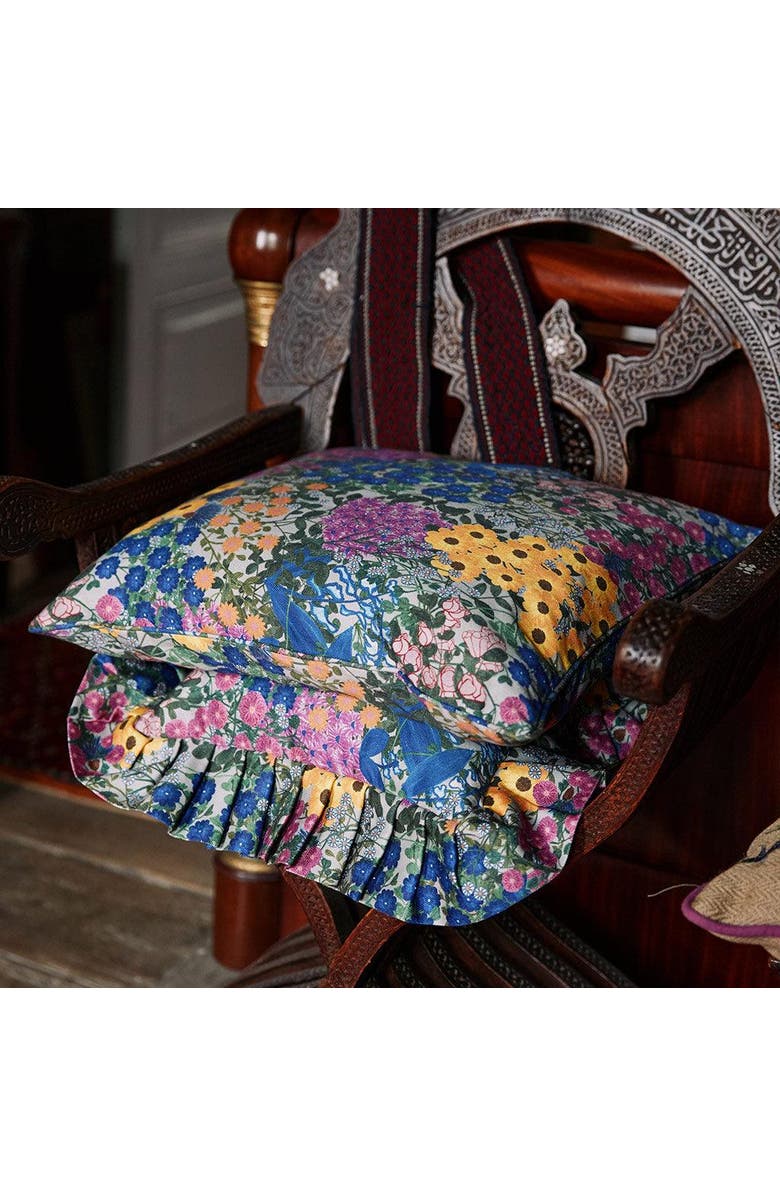 Sophie Williamson Design Ruffled Pillow Cover Pré Fleuri - Cover Only, Alternate, color, Blue