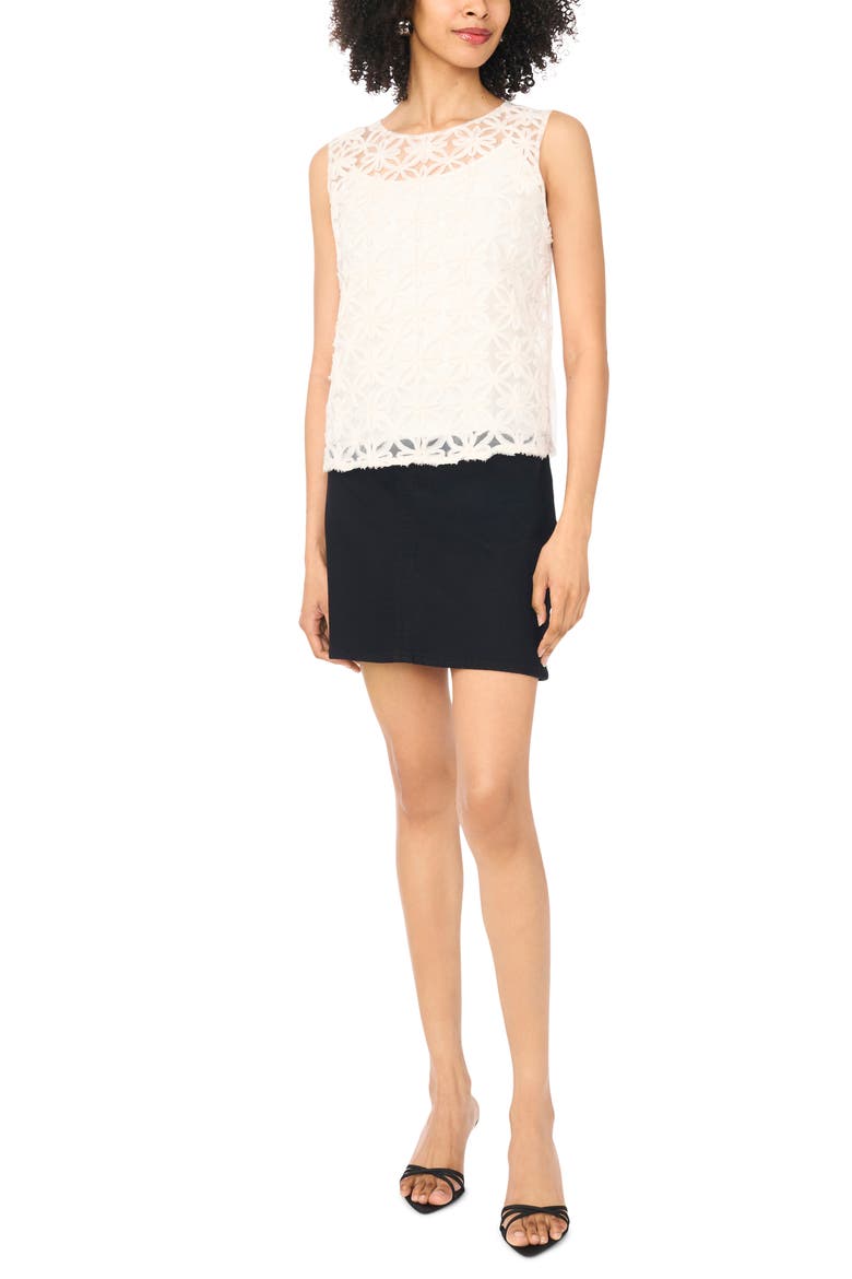 Flower Appliqué Sleeveless Top, Alternate, color, NEW IVORY
