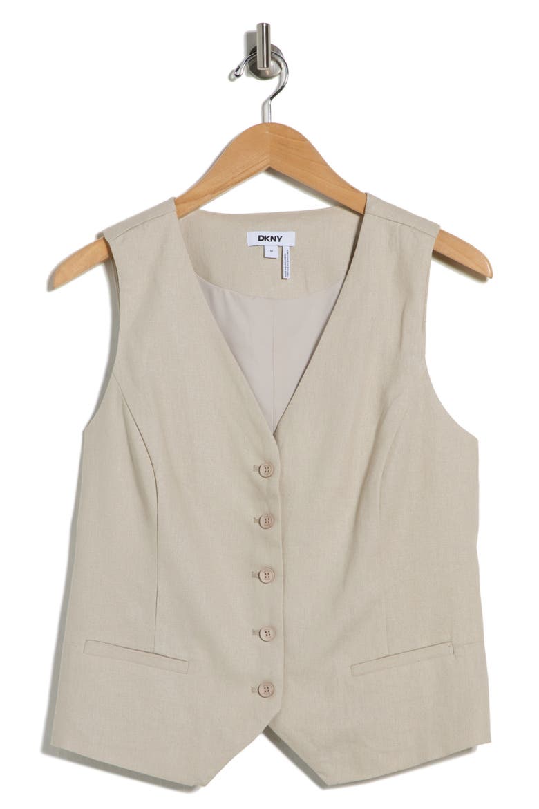 Linen Blend Vest, Alternate, color, PEBBLE