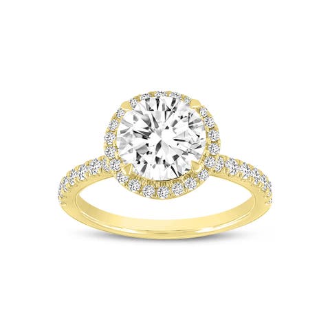 Niri 14K Yellow Gold Round Lab Grown Halo Cathedral Diamond Ring - 2.45 Ct