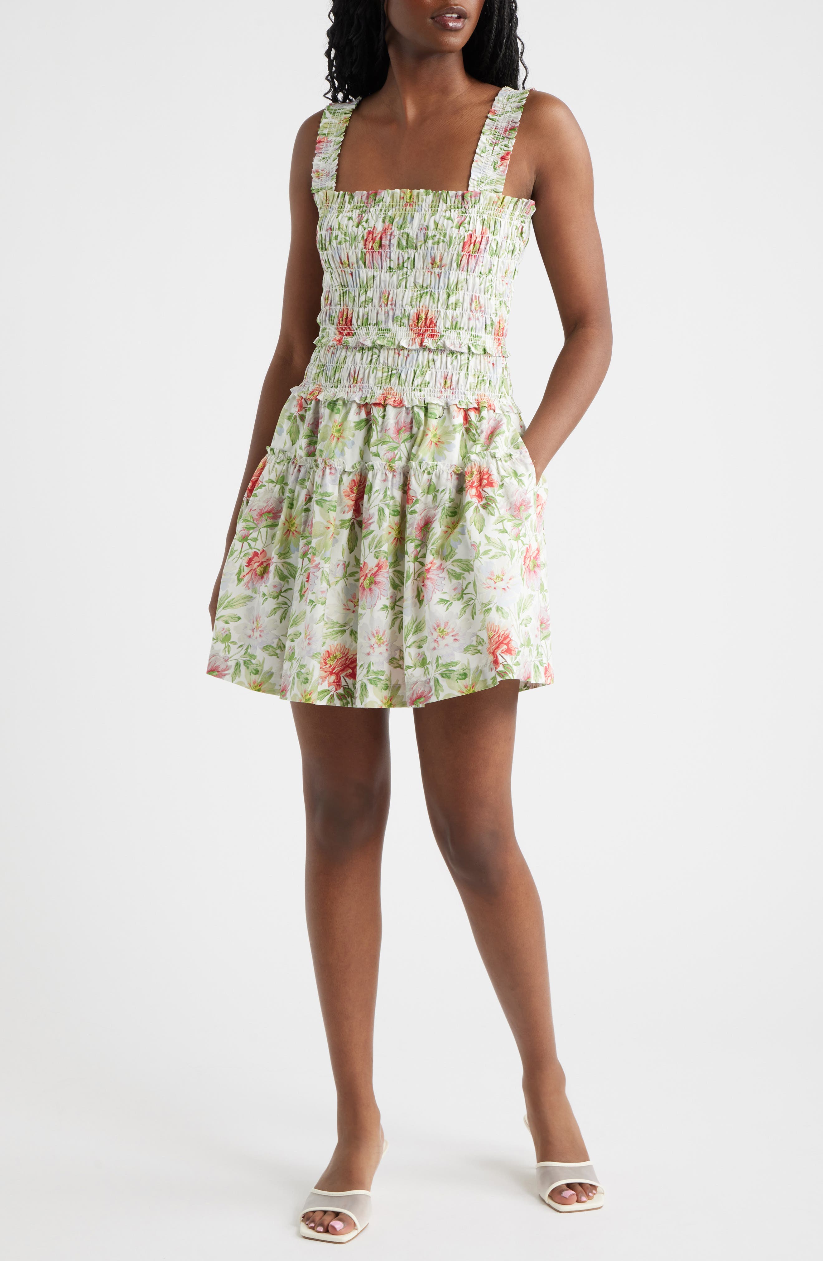 Hill House Home Azalea Smocked Bodice Cotton Mini Sundress (Women