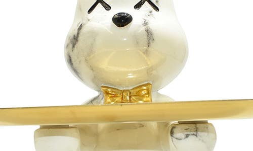 Kinetic Butler Mouse With Tray Sculpture In Off-white Marble