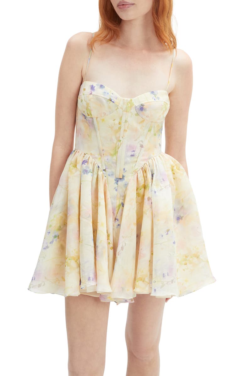 Bardot Ashta Corset Minidress, Alternate, color, Soft Yellow