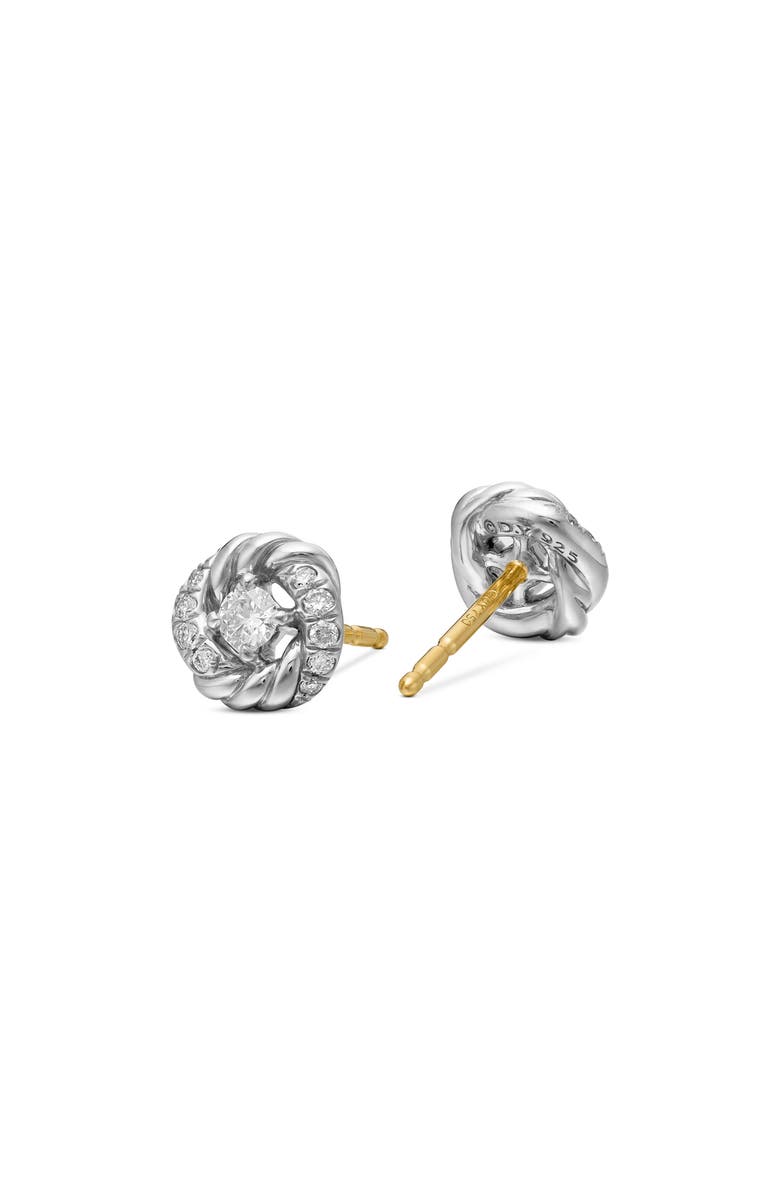 David Yurman Petite Infinity Stud Earrings with Diamonds in Sterling Silver, Alternate, color, Diamond/ Silver