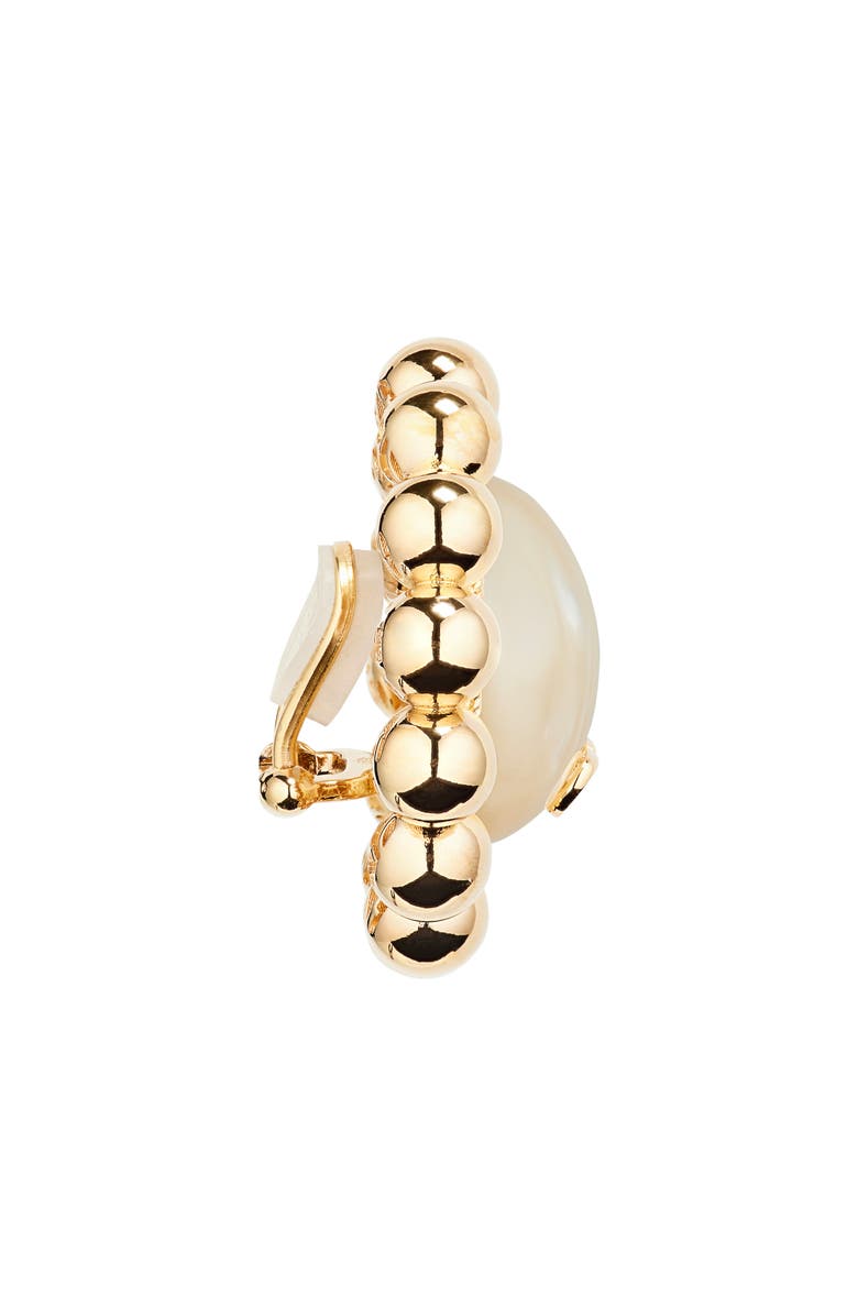 Valentino Garavani Pas Plus VLOGO Faux Pearl Clip-On Earrings, Alternate, color, Gold/ Cream