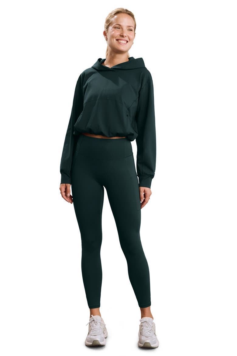 Pacer Fleece Backed High Waist Pocket Leggings, Alternate, color, DARK IVY