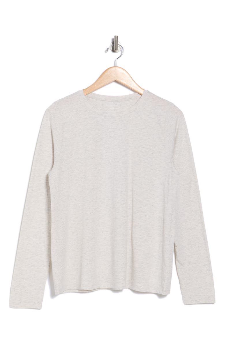 Eileen Fisher Long Sleeve Crewneck Organic Cotton Top, Alternate, color, Sea Salt