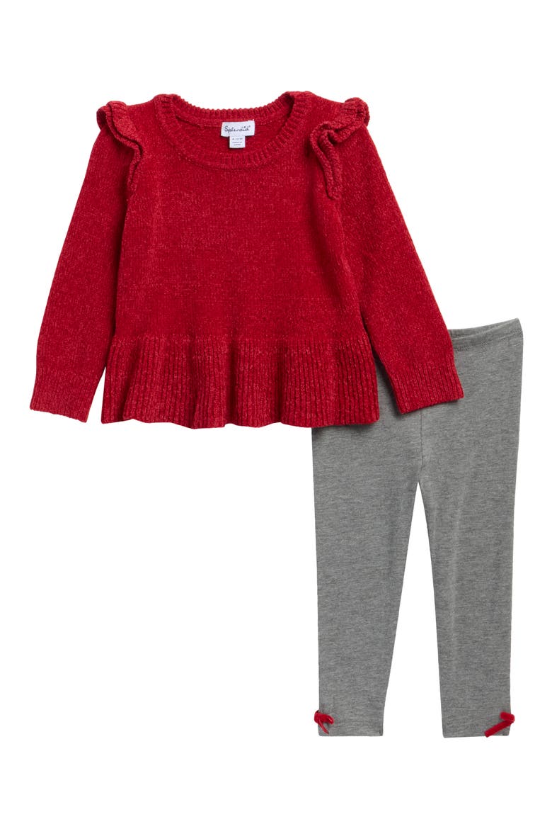 Kids' Chenille Sweater & Leggings Set, Main, color, SCARLET