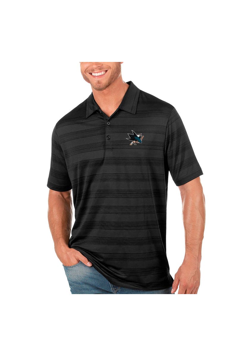 ANTIGUA Men's Antigua Black San Jose Sharks Compass Polo, Main, color, 