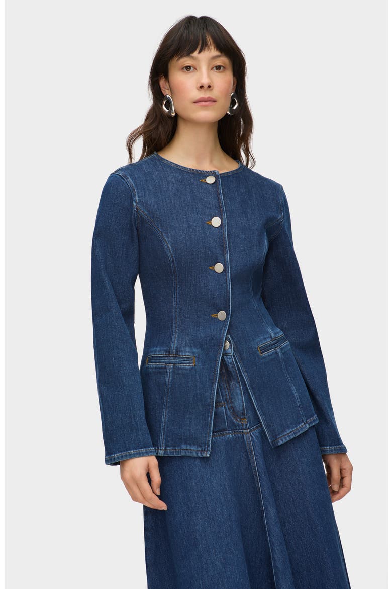 Daphne Denim Blazer, Alternate, color, OCEAN BLUE