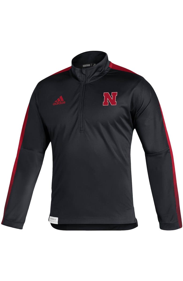 adidas Men's adidas Black Nebraska Huskers 2021 Sideline Primeblue Quarter-Zip Jacket, Alternate, color, 