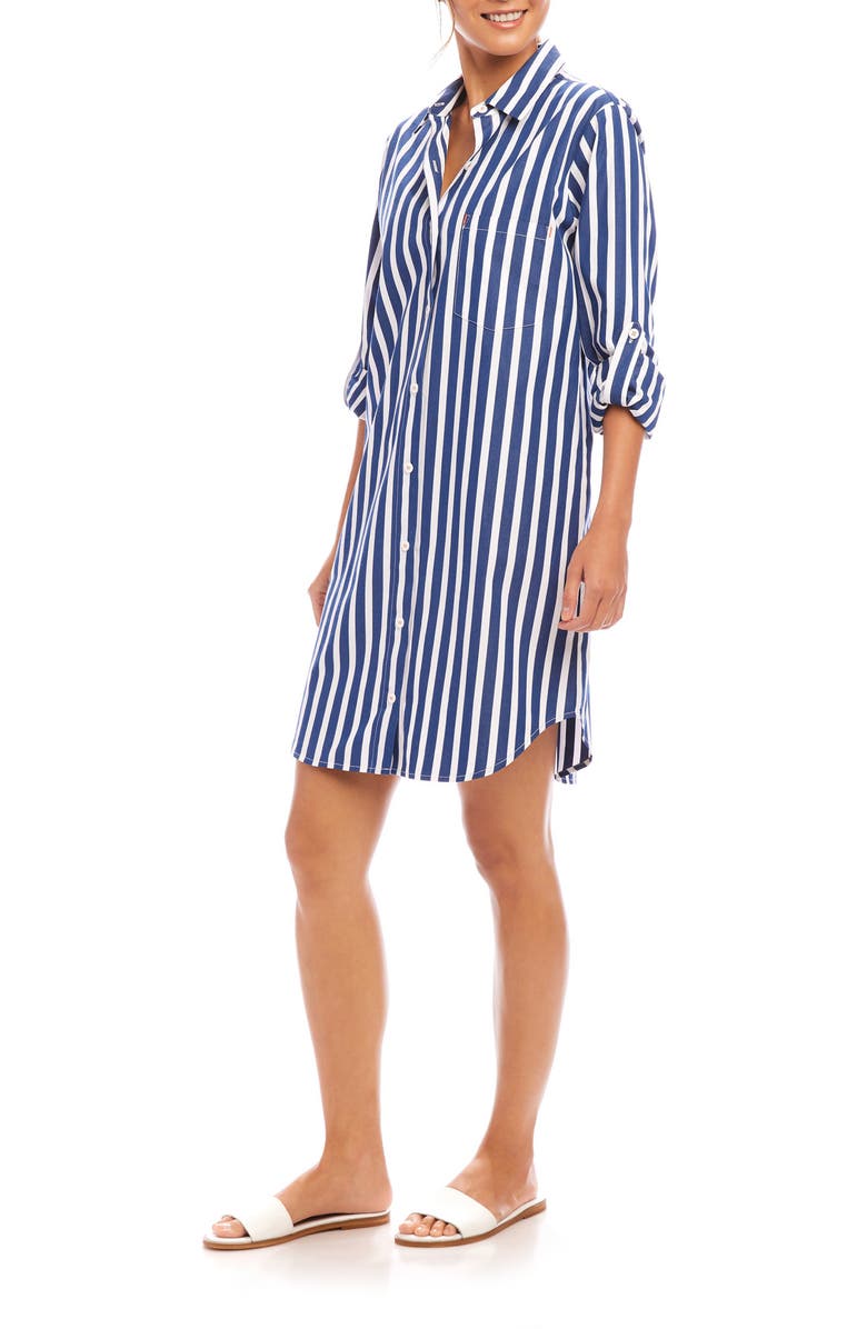 Karen Kane Stripe Long Sleeve Shirtdress, Alternate, color, Stripe