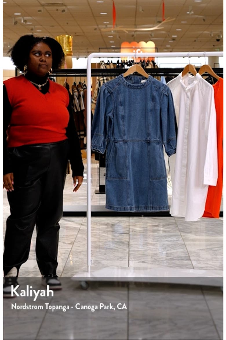 Elbow Length Sleeve Denim Shift Dress video