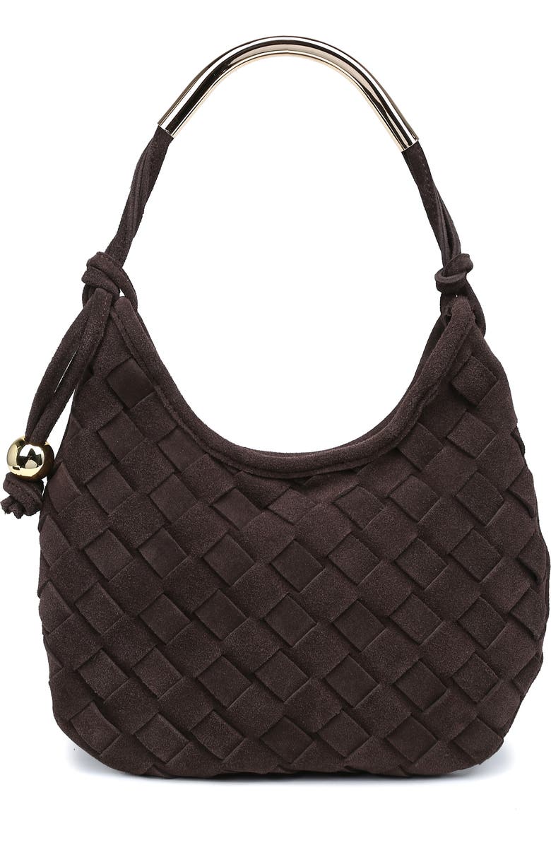 MODA LUXE Woven Leather Shoulder Bag, Main, color, Chocolate