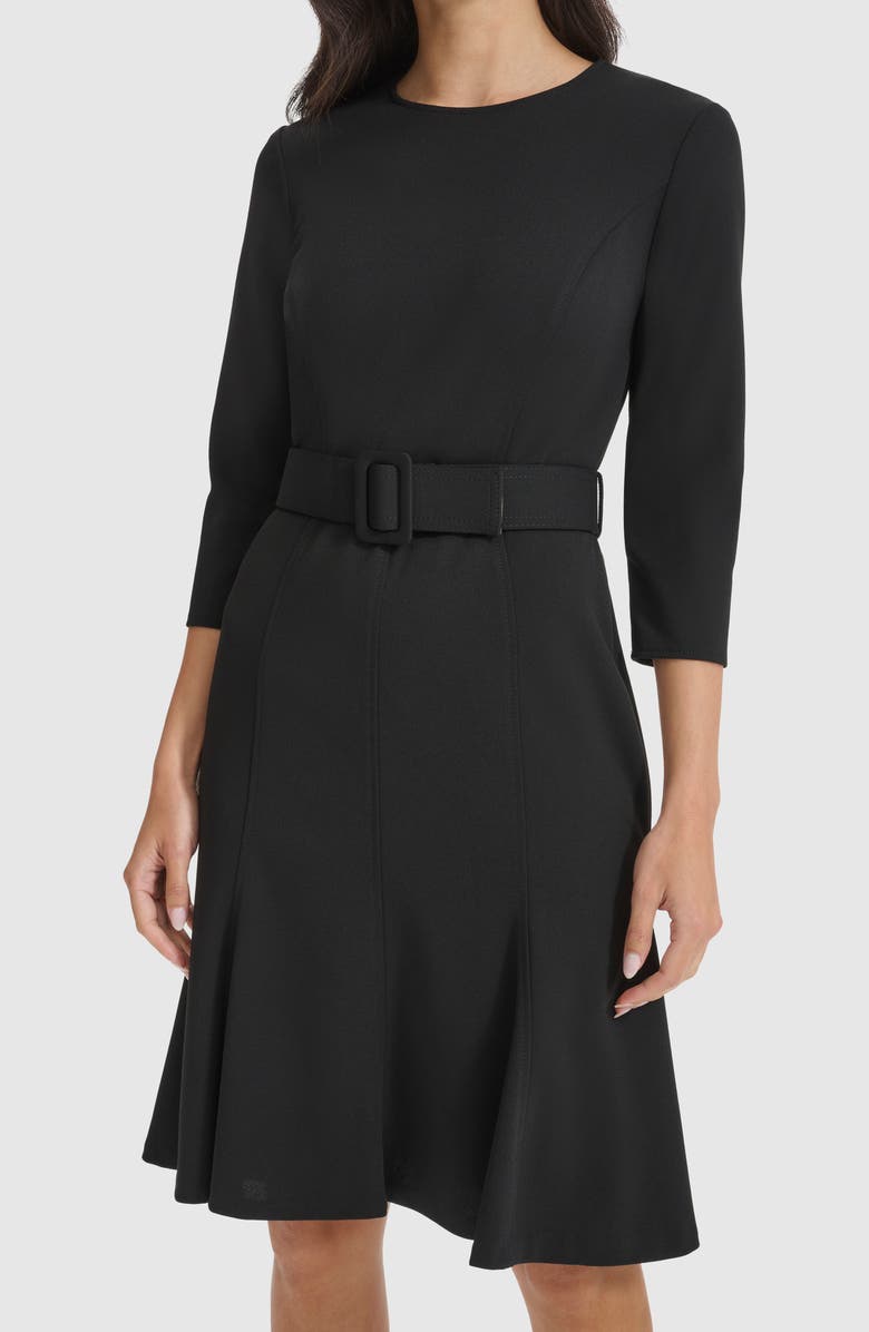 Calvin Klein Belted A-Line Dress, Alternate, color, 
