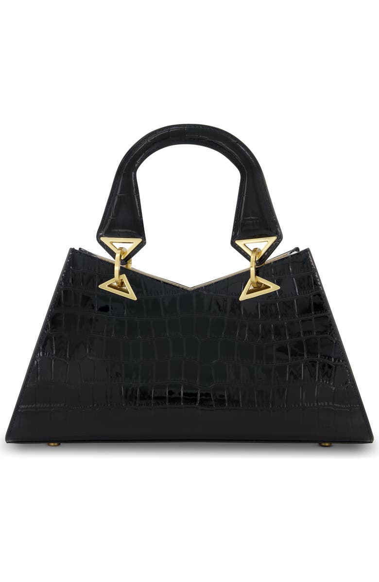 Mac Duggal Gold Plated Hardware Crocodile Embossed Leather Handbag, Alternate, color,