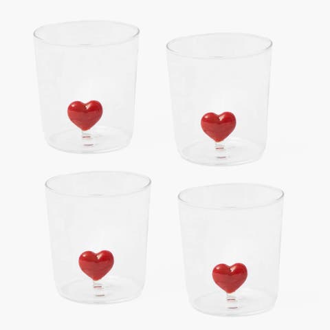 Love Heart Glasses (Set of 4)