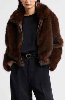 Open Edit Faux Fur Bomber Jacket