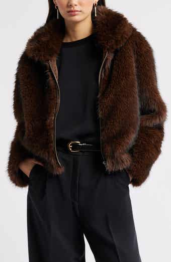 Open Edit Faux Fur Bomber Jacket