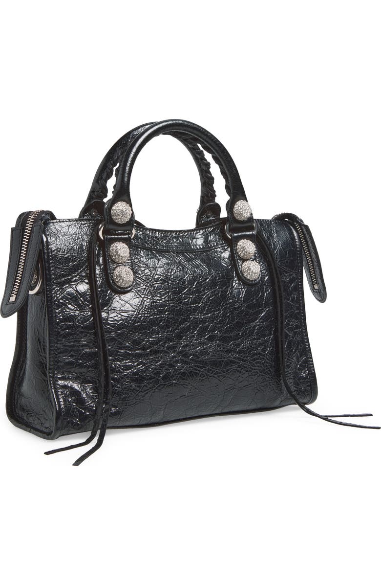 Balenciaga Small Le City Giant Stud Leather Top Handle Bag, Alternate, color, 1000 Black