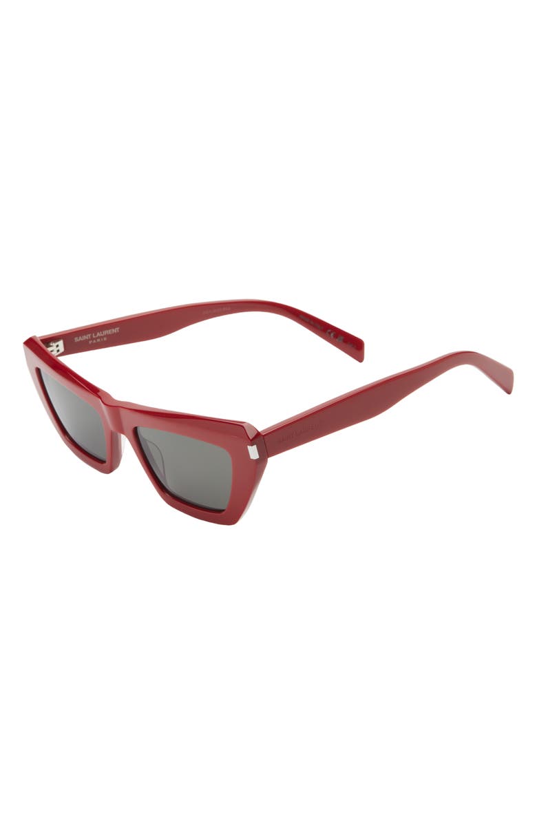 Saint Laurent 52mm Cat Eye Sunglasses, Alternate, color, Red Grey