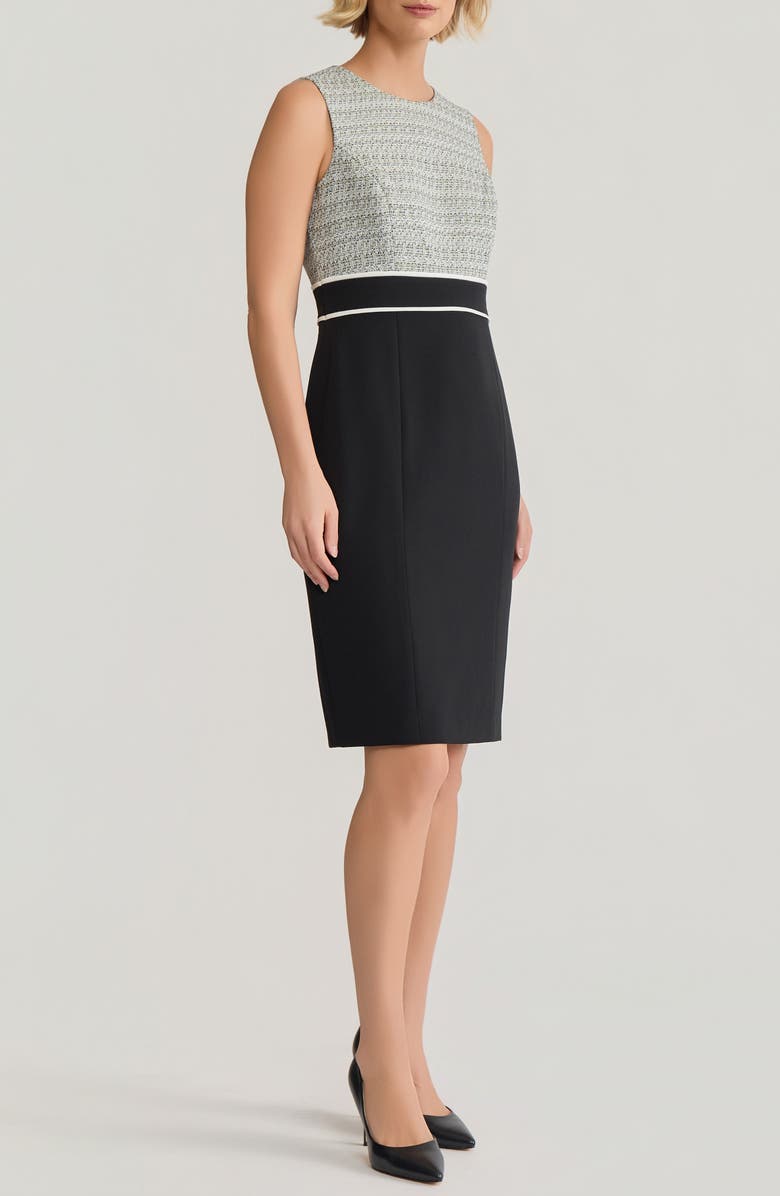 KASPER Holiday Mixed Media Sheath Dress, Alternate, color, 