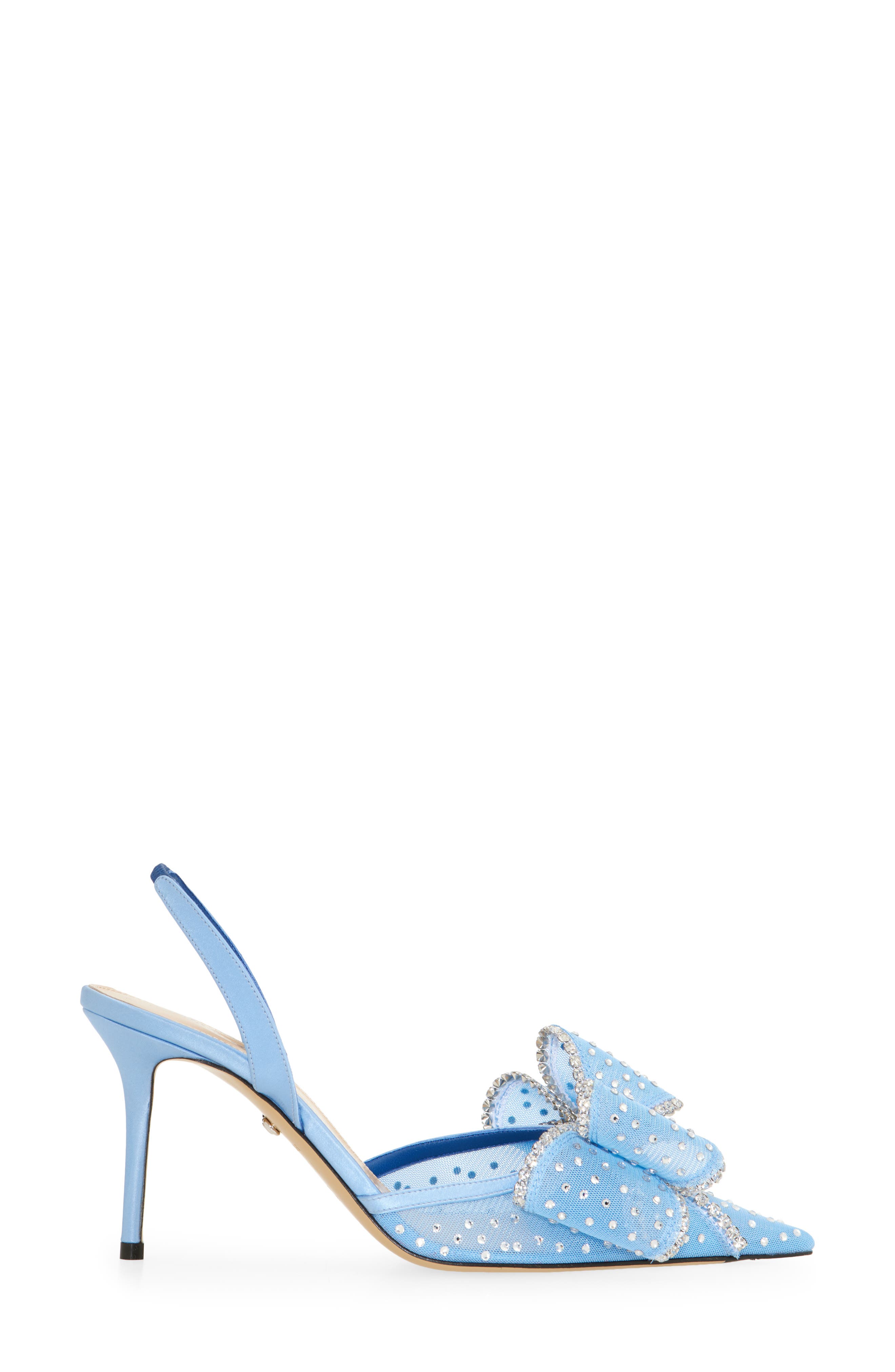 Mach & Mach Le Cadeau Bow Pointed Toe Slingback Pump, Alternate, color, Sky Blue