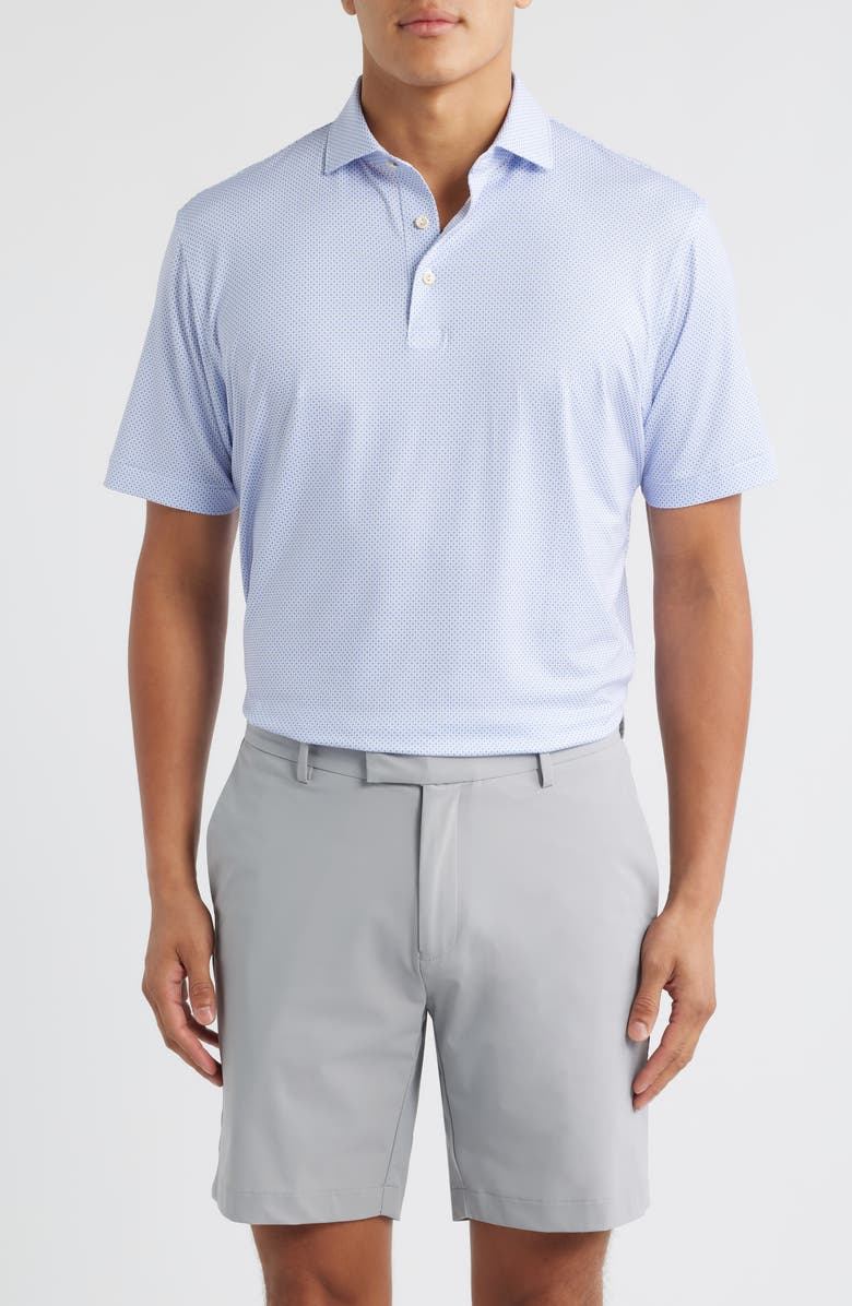 Peter Millar Phoenix Microprint Performance Jersey Polo, Main, color, White