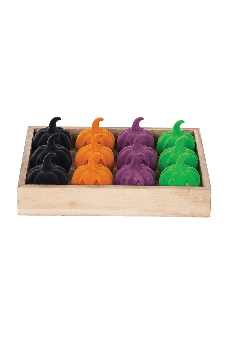 Flocked Jack-O-Lantern In Box Figurines Assortment of 12, Alternate, color, Orange
